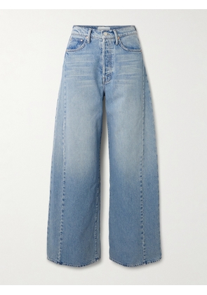 Mother - The Pipe Dream Button Sneak High-rise Wide-leg Jeans - Blue - 23,24,25,26,27,28,29,30,31,32