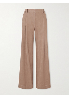 Brunello Cucinelli - Pleated Embellished High-rise Wide-leg Jeans - Neutrals - IT36,IT38,IT40,IT42,IT44,IT46,IT48,IT50