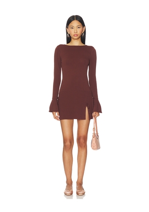 MORE TO COME x Emma Leger Misty Knit Pleated Dress in Brown. Size L. Also in S, XS, M.