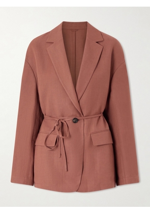 Brunello Cucinelli - Embellished Belted Twill Wrap Jacket - Red - IT38,IT40,IT42,IT44,IT46,IT48