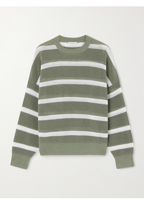 Brunello Cucinelli - Striped Open-knit Cotton Sweater - Green - xx small,x small,small,medium,large,x large,xx large