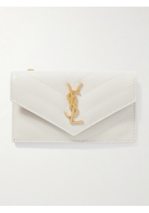 SAINT LAURENT - Cassandre Quilted Textured-leather Wallet - Cream - One size