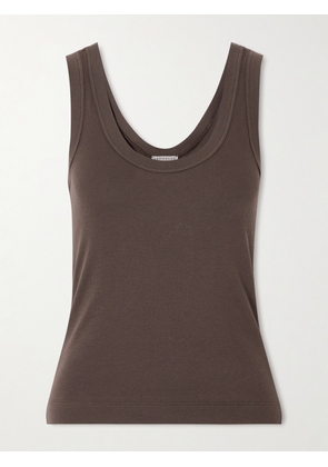 Brunello Cucinelli - Ribbed Cotton-blend Jersey Tank - Brown - xx small,x small,small,medium,large,x large,xx large