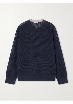 Brunello Cucinelli - Waffle-knit Cashmere Sweater - Blue - xx small,x small,small,medium,large,x large
