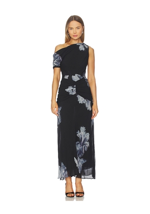 NICHOLAS Elza Off Shoulder Panelled Midi Dress in Multi. Size 0. Also in 4, 6, 12.
