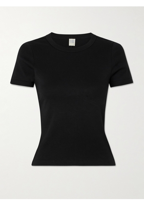 FLORE FLORE - Car Ribbed Organic Cotton-jersey T-shirt - Black - x small,small,medium,large,x large