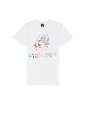 KidSuper Drawing Logo Tee in White. Size L. Also in M, XL/1X.