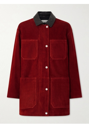Nour Hammour - Barn Leather-trimmed Suede Jacket - Red - x small,small,medium,large,x large