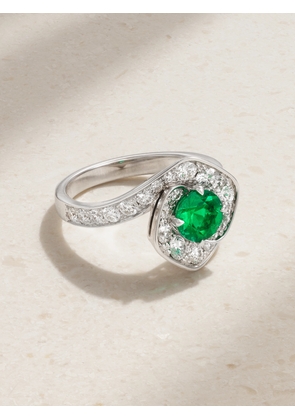 David Morris - Frozen Kiss 18-karat White Gold, Diamond And Emerald Ring - 52