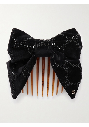 Gucci - Crystal-embellished Cotton-blend Velvet Hair Clip - Black - One size