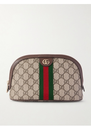 Gucci - Ophidia Webbing And Leather-trimmed Coated Canvas Cosmetics Case - Neutrals - One size