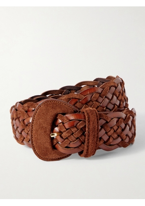 Anderson's - Leather And Suede Woven Waist Belt - Brown - 65,70,75,80,85,90