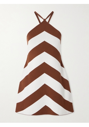 Cult Gaia - Nelson Striped Jacquard-knit Halterneck Mini Dress - White - xx small,x small,small,medium,large,x large
