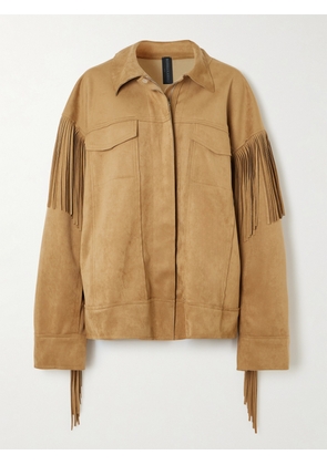 Norma Kamali - Fringed Oversized Brushed Jacket - Brown - xx small,x small,small,medium,large,x large