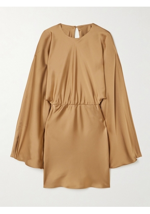 Norma Kamali - Obie Satin Mini Dress - Brown - xx small,x small,small,medium,large,x large