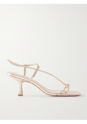 Loeffler Randall - Triana Embellished Metallic Leather Sandals - Off-white - US5,US6,US7,US8,US9,US10,US11,US12