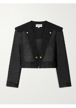 MAISON MAYLE - Rae Cropped Silk Jacquard-trimmed Lace Jacket - Black - US0,US2,US4,US6,US8,US10