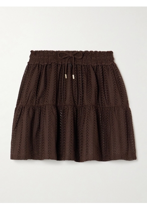 Melissa Odabash - Dune Open-knit Mini Skirt - Brown - x small,small,medium,large