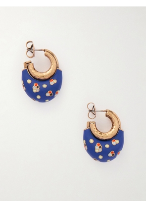 MAISON MAYLE - Niki Gold-plated And Enamel Hoop Earrings - Blue - One size