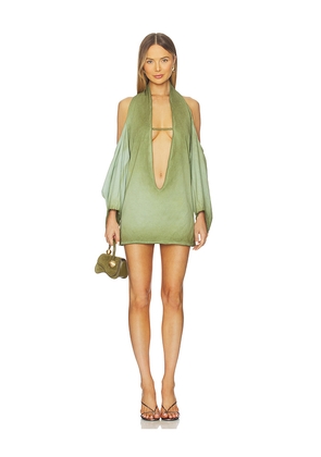 Masha Popova Deep Cut Cowl Polo-dress in Green. Size M. Also in XS, S.