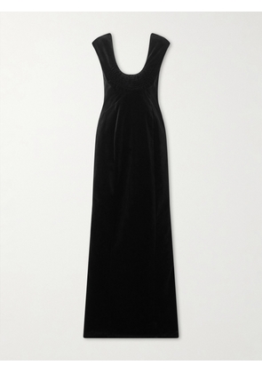 Colleen Allen - Shirred Cotton-velvet Gown - Black - US2,US4,US6