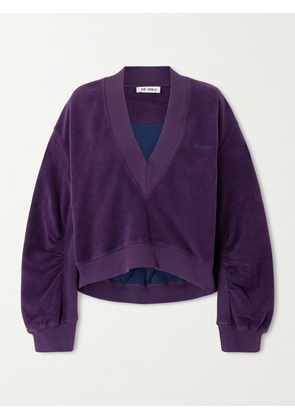The Attico - Embroidered Cotton-blend Velour Sweatshirt - Purple - IT36,IT38,IT40,IT42,IT44,IT46,IT48