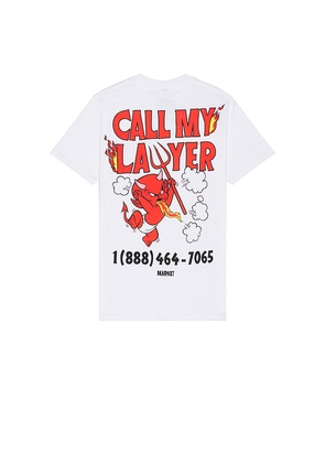 Market Hot Stuff Call My Lawyer Tee in White. Size L. Also in S, M, XL/1X.