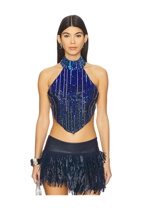 Mariandree Gaitan Joyce Top in Blue. Size L. Also in XS, S, M, XL.