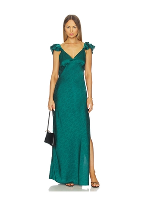 MORE TO COME Becky Ruffle Maxi Dress in Green. Size L. Also in XXS, XS, S, M, XL.