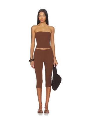 MORE TO COME Siara Capri Set in Brown. Size L. Also in XXS, XS, S, M, XL.