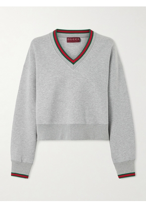 Gucci - Striped Cotton-blend Jersey Sweater - Gray - x small,small,medium,large,x large