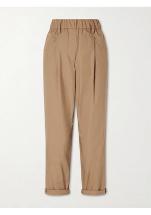 Brunello Cucinelli - Cotton-voile Tapered Pants - Neutrals - IT36,IT38,IT40,IT42,IT44,IT46,IT48,IT50