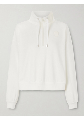 Brunello Cucinelli - Appliquéd Cotton-blend Piqué Sweatshirt - Off-white - xx small,x small,small,medium,large,x large