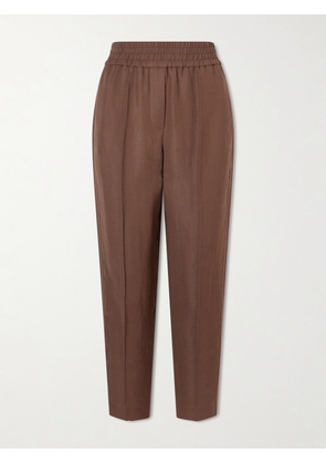 Brunello Cucinelli - Cropped Woven Tapered Pants - Brown - IT36,IT38,IT40,IT42,IT44,IT46,IT48,IT50