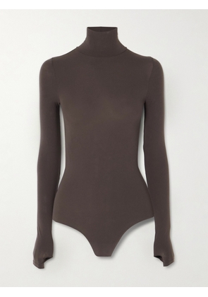 Commando - Stretch-jersey Turtleneck Thong Bodysuit - Brown - One size