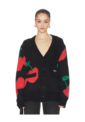 Market Double Cherries Cardigan in Black. Size L. Also in S, M.