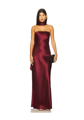 MISHA The Lilia Satin Dress in Wine. Size L. Also in XS, S, M.