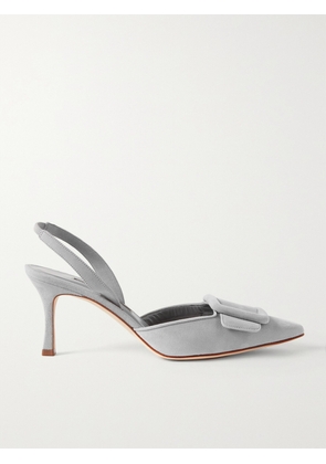 Manolo Blahnik - Maysli 70 Buckled Suede Slingback Pumps - Gray - IT34,IT34.5,IT35,IT35.5,IT36,IT36.5,IT37,IT37.5,IT38,IT38.5,IT39,IT39.5,IT40,IT40.5,IT41,IT41.5,IT42,IT43