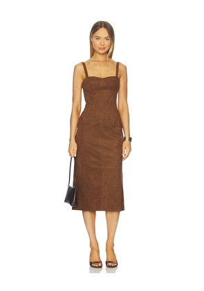 Karina Grimaldi Olivia Suede Midi Dress in Chocolate. Size L. Also in XS, S, M.