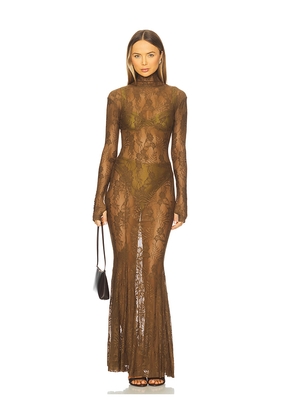 Norma Kamali x REVOLVE Long Sleeve Turtleneck Fishtail Gown in Dark Green. Size M. Also in S.