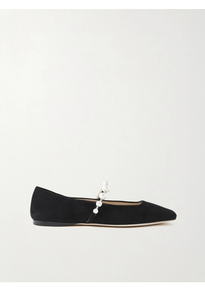 Jimmy Choo - Ade Embellished Suede Ballet Flats - Black - IT34,IT34.5,IT35,IT35.5,IT36,IT36.5,IT37,IT37.5,IT38,IT38.5,IT39,IT39.5,IT40,IT40.5,IT41,IT41.5,IT42,IT43