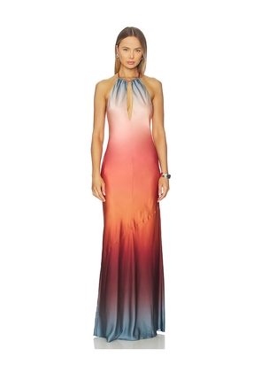 Lovers and Friends Marie Gown in Orange, blue, brown. Size L. Also in XS, XXS, S, M, XL.