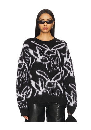 MSGM Sketched Bunnies Sweater in Black. Size L. Also in XS, S, M.
