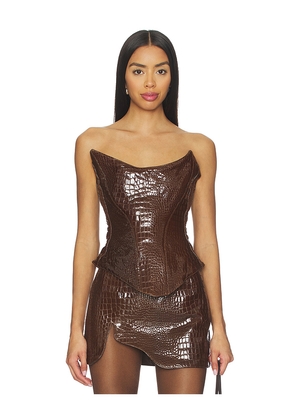 Mother of All Nemesis Leather Corset Top in Brown. Size M. Also in S, XS.