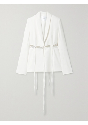 Galvan - Ellipse Cutout Satin-trimmed Crepe Blazer - White - FR 34,FR 36,FR 38,FR 40,FR 42,FR 44