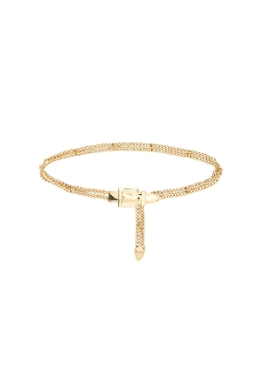 Lele Sadoughi Buckle Chain Belt in Metallic Gold.