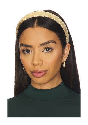 Lele Sadoughi Charlotte Crinkled Silk Headband in Metallic Gold.