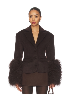 OW Collection Frances Wool Blazer in Chocolate. Size L. Also in M, S, XS.