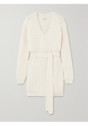 LOEWE - Belted Ribbed Alpaca-blend Sweater - White - x small,small,medium,large