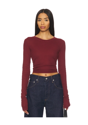 LA Made Long Sleeve Thermal Tee in Burgundy. Size L. Also in XS, S, M.